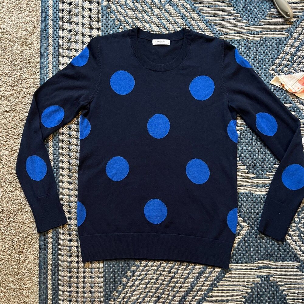 Equipment Femme 100% wool preppy minimalist dopamine dressing polka dot sweater